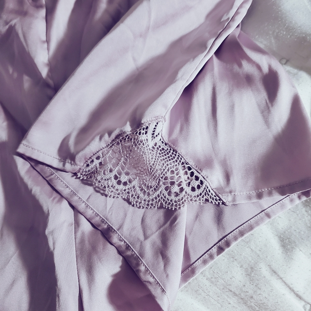 LA VIE EN ROSE Satin High Cut Cheeky Lilac Lengerie Shorts (Bottoms Only) - Picture 6 of 10